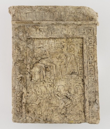 OIM E14655, Egyptian Stele, Limestone, New Kingdom, Medinet Habu, Egypt. 36x26cm